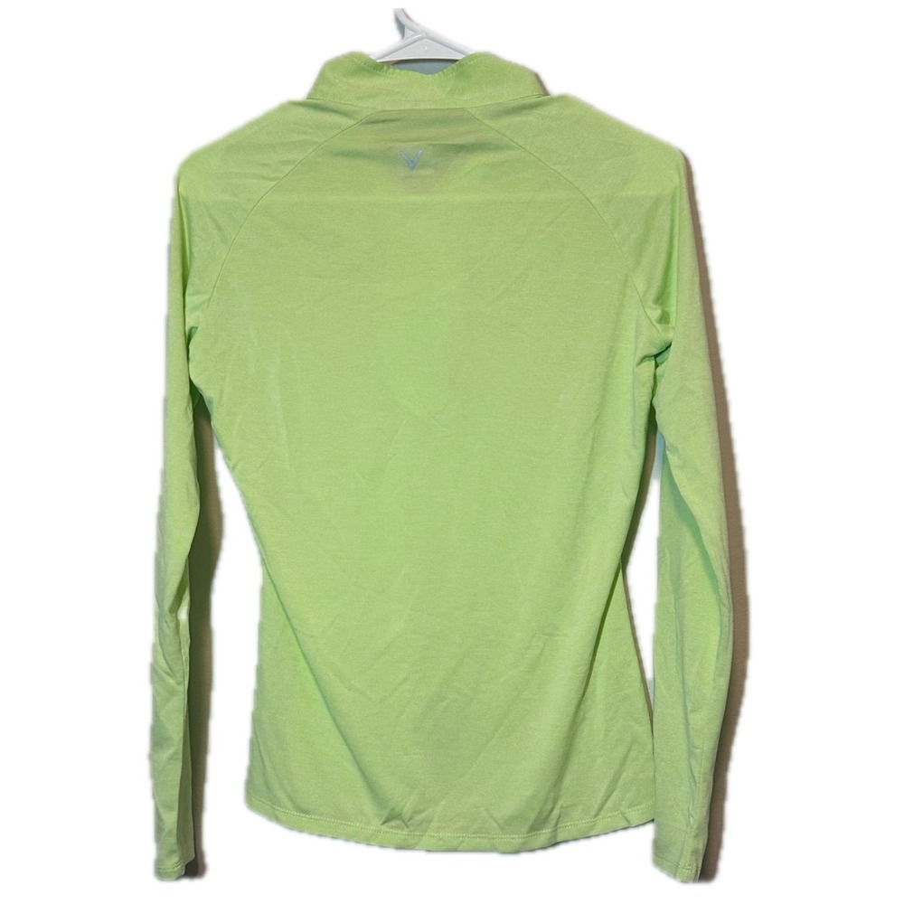 Callaway Womens Small Lime Green Heather Quarter Zip Golf Pullover Long Sleeve - Picture 3 of 5